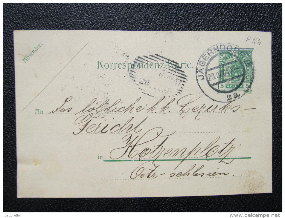 GANZSACHE Korrespondenzkarte Jägerndorf - Hotzenplotz 1907  /// D*20407 - Covers & Documents