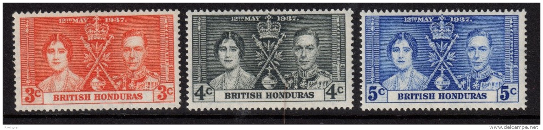 BRITISH HONDURAS 1937 Coronation Omnibus Set - Mint Hinged - MH * - 5B788 - British Honduras (...-1970)