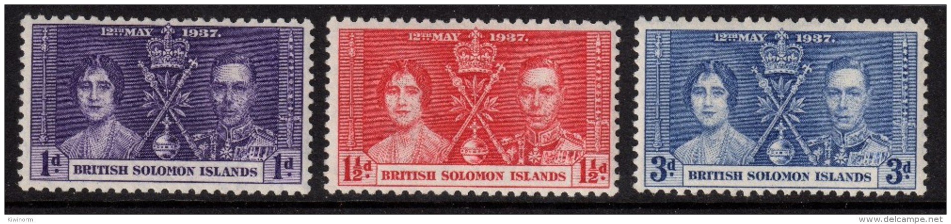 BRITISH SOLOMON ISLANDS 1937 Coronation Omnibus Set - Mint Hinged - MH * - 5B789 - Iles Salomon (...-1978)