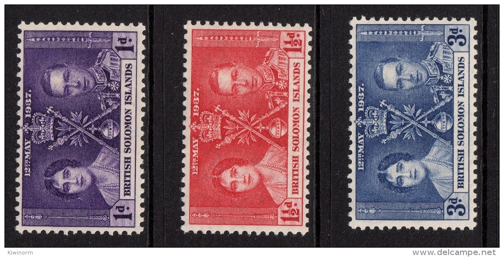 BRITISH SOLOMON ISLANDS 1937 Coronation Omnibus Set - Mint Hinged - MH * - 5B790 - Salomonseilanden (...-1978)