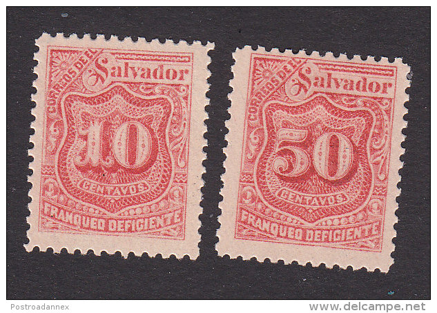 El Salvador, Scott #J21, J24, Mint Hinged, Postage Due, Issued 1896 - El Salvador