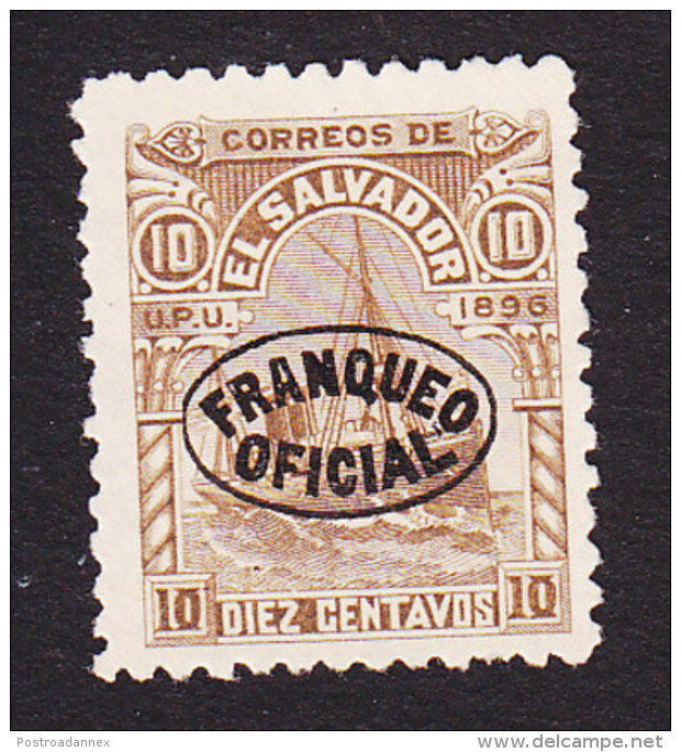 El Salvador, Scott #O29, Mint No Gum, Ocean Steamship Overprinted, Issued 1896 - El Salvador