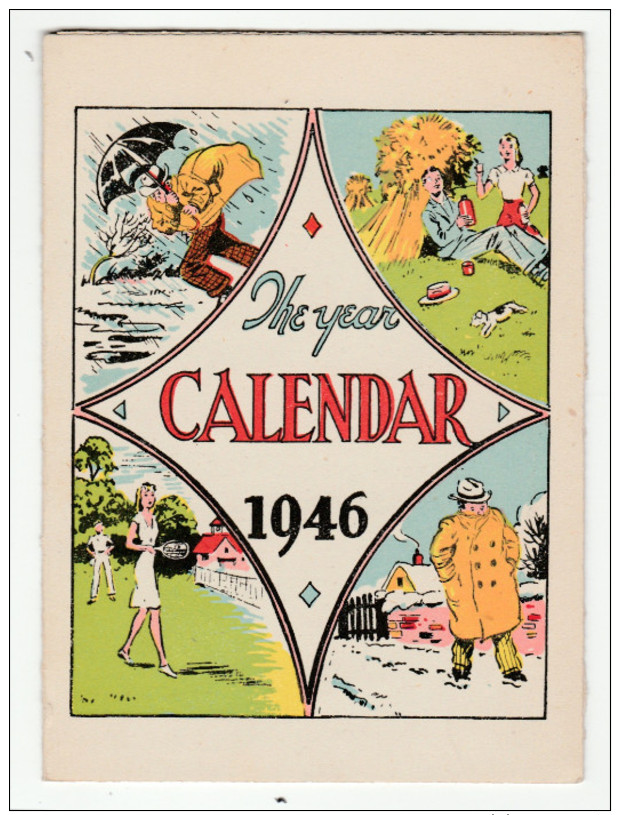 CALENDAR, The Year 1946 - Calendrier 1946, Illustré, 3 Volets - 4 Scans - Klein Formaat: 1941-60