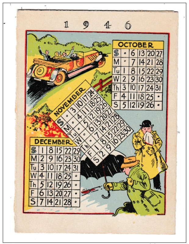 CALENDAR, The Year 1946 - Calendrier 1946, Illustré, 3 Volets - 4 Scans - Klein Formaat: 1941-60