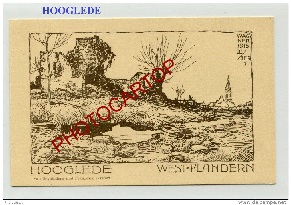 HOOGLEDE-Dessin-Carte Allemande-Guerre 14-18-1 WK-Militaria-BELGIEN-BELGIQUE-Flandern- - Hooglede