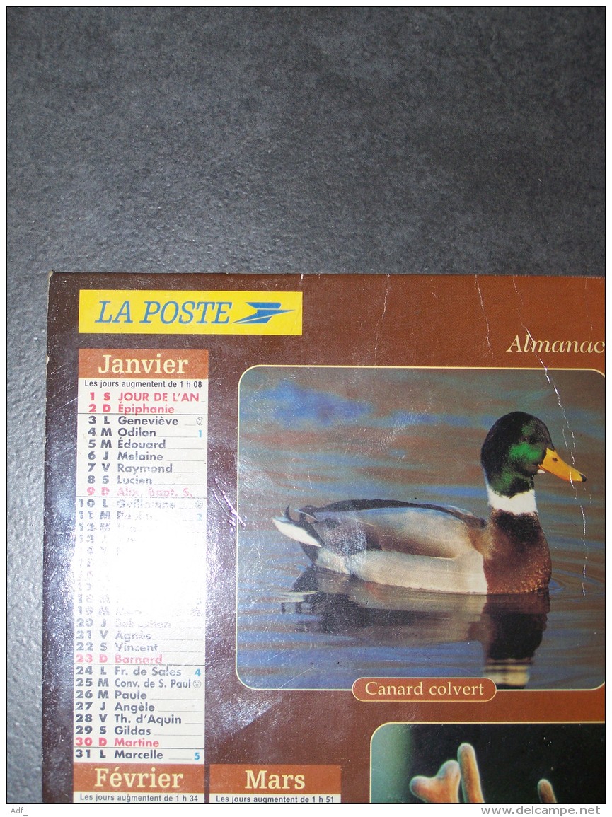 2005 CALENDRIER ( Double ) ALMANACH DU FACTEUR, LA POSTE, CANARD, HERMINE, CERF, LIEVRE, HERISSON, HERON, ARDENNES 08 - Tamaño Grande : 2001-...