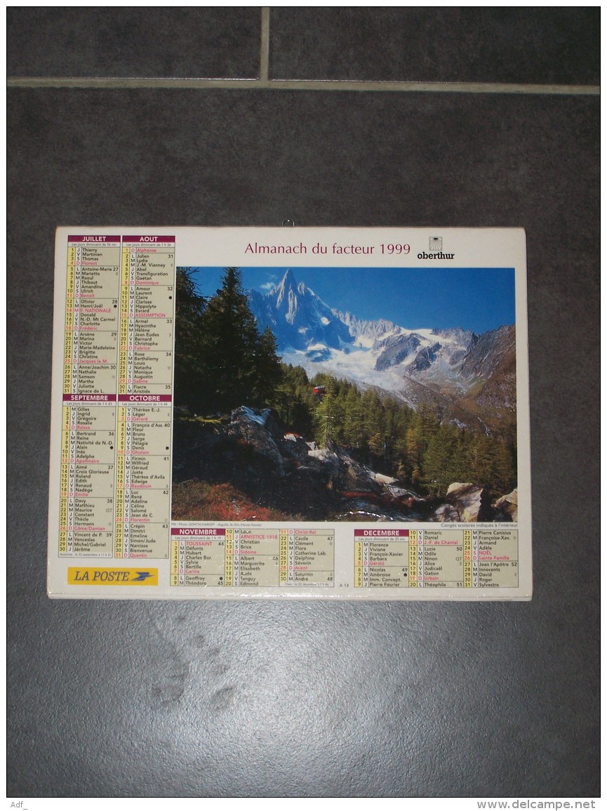 1999 CALENDRIER ( Double ) ALMANACH DU FACTEUR, LA POSTE, CHAPELLE EN BAVIERE, AIGUILLE DU DRU - VAR 83 - Grossformat : 1991-00