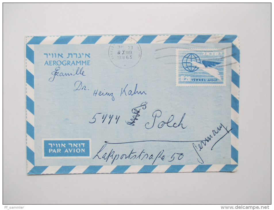 Israel / Holy Land über 100 Belege / Postkarten / Luftpost / Freistempel / Aerogramme usw.Toller Posten aus Korespondenz