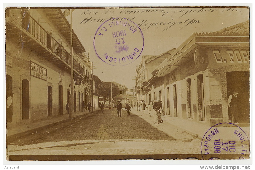 Real Photo Tegucigalpa Rue Du Commerce Used San Marcos De Colon Choluteca To Ore Haute Garonne France Via Puerto Cortez - Honduras