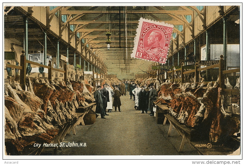 City Market St John N.B. Butchers Boucherie Bouchers Used To Versailles France - St. John