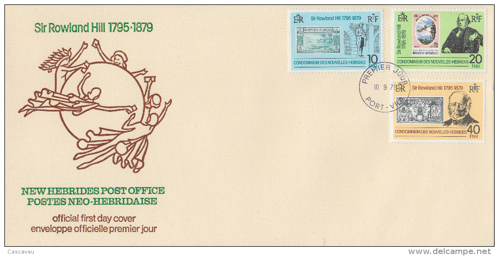 Enveloppe FDC  1er Jour   NOUVELLES  HEBRIDES  Sir  Rowland  HILL   1979 - Rowland Hill