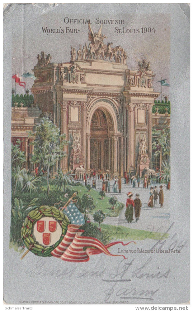 Wunderlich Litho AK St Louis Official Souvenir World Fair 1904 Entrance Palace Liberal Art Louisiana Purchase Exposition - St Louis – Missouri