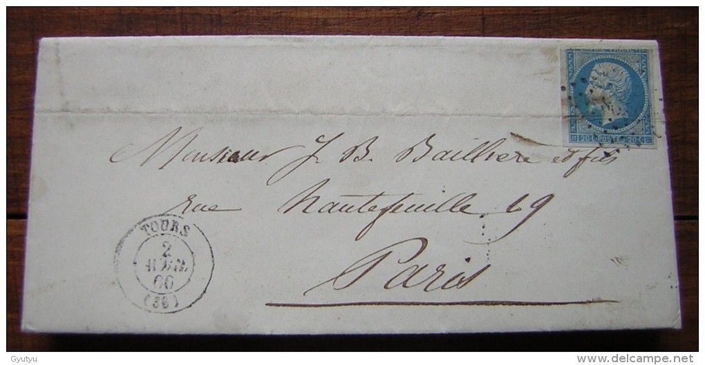 1860 Lettre De Tours à Propos Du Supplément De L'art Médical Sur La Théologie Scolastique - Manuscrits