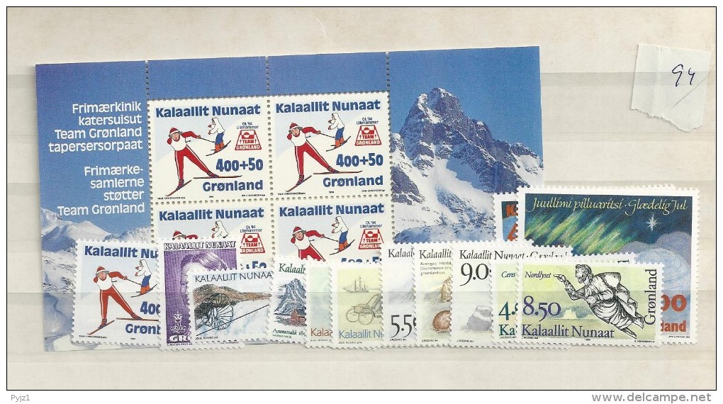 1994 MNH Greenland, Year Complete According To Michel, Postfris - Años Completos
