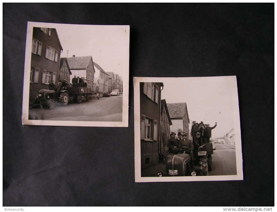 == Friedberg 2 Privatfotos Ca. 1950  Traktore , VW Käfer .. Dorfstrasse In Karben ?? - Friedberg