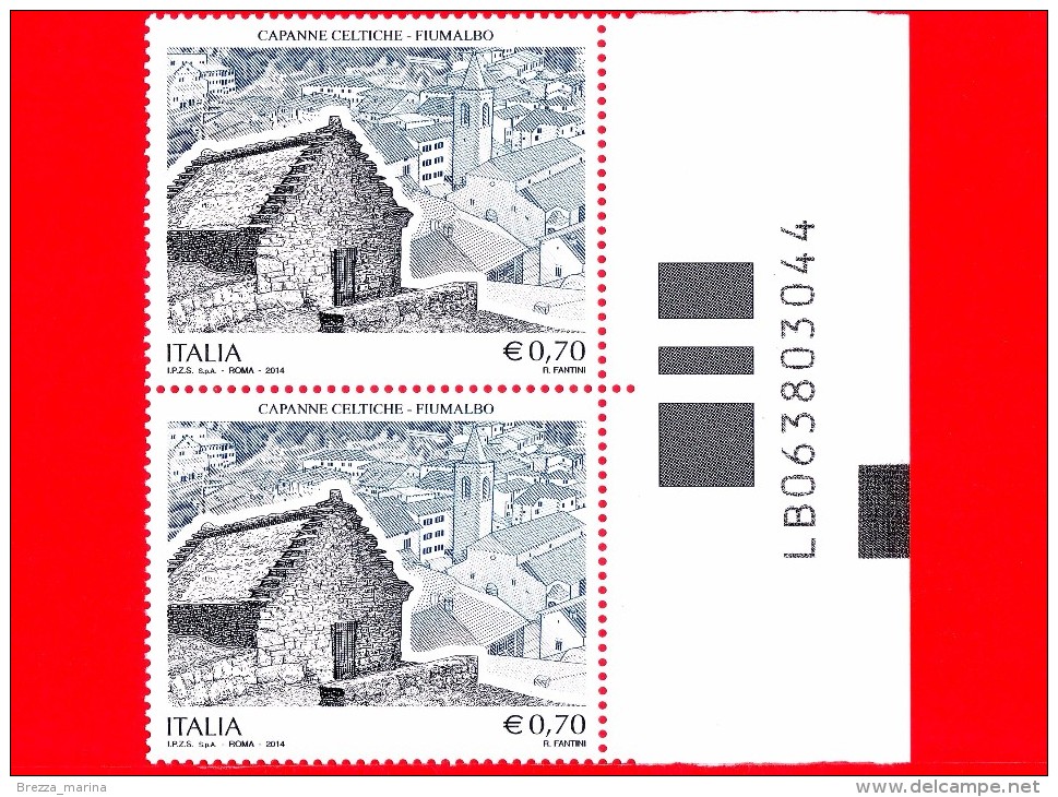 Nuovo - ITALIA - 2014 - Patrimonio Artistico E Culturale - 0,70 € • Capanne Celtiche, Fiumalbo (MO) - Alfanumerico - 2011-20:  Nuovi