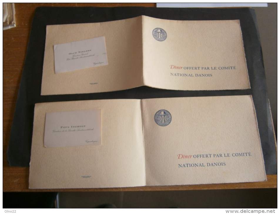 2 Invitations Au Banquet Du COMITE NATIONAL DANOIS Lors Du Xe Congres De La Chambre De Commerce Internationale 1939 - Autres & Non Classés