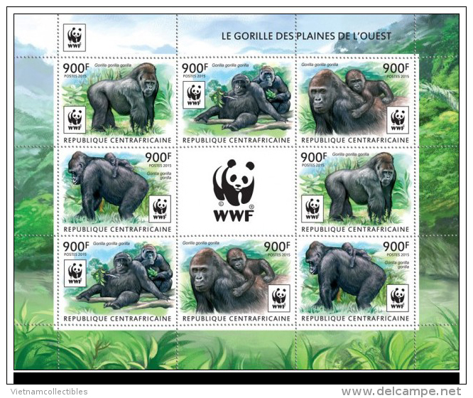 WWF W.W.F. Central Africa Gorrilas MNH Sheetlet 2015 - Unused Stamps