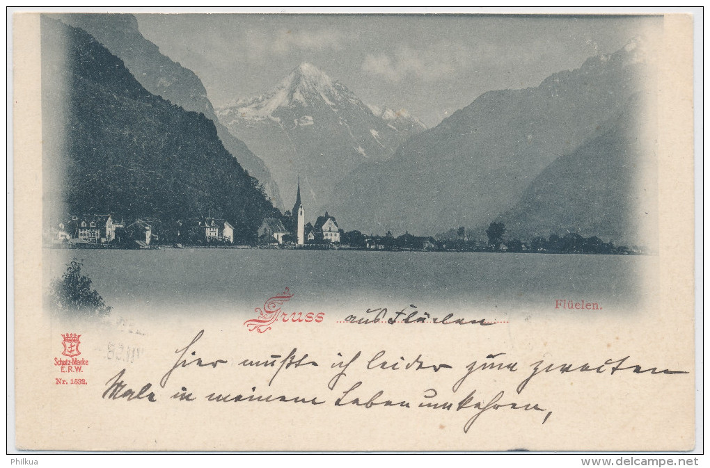 27. Vll. 1898 - Gruss Aus FLÜELEN -Kanton URI, Am Vierwaldstättersee Gelaufen Nach ERFURT - Flüelen