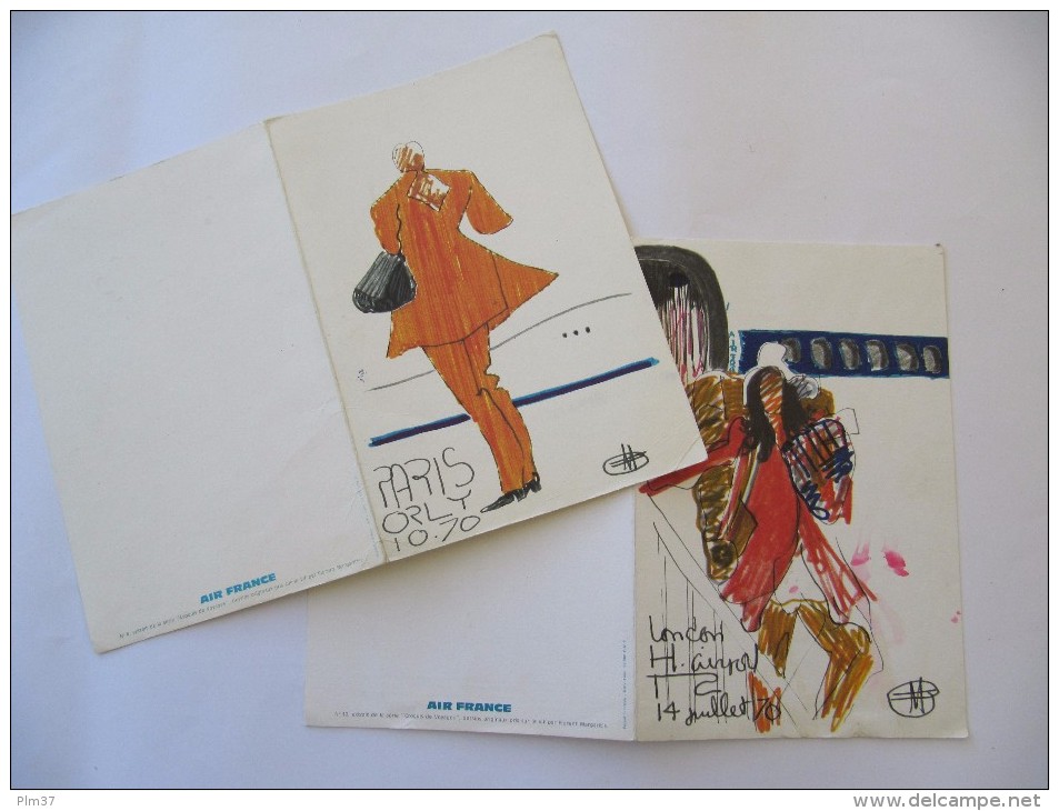 AIR FRANCE - 2 Menus , Paris Dakar, 1972 - Florent Margaritis - Menus