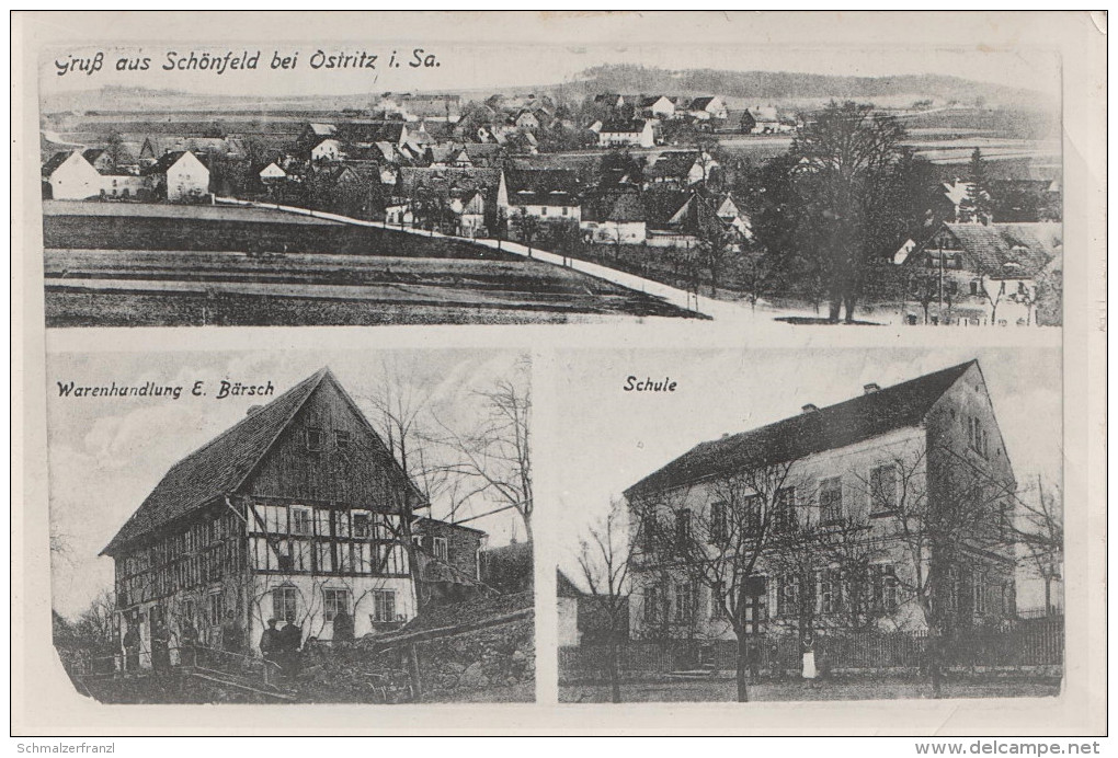 Repro Foto Abzug AK Schönfeld Lutogniewice Laden Bärsch Schule A Ostritz Reichenau Bogatynia Grunau Blumberg Engelsdorf - Sonstige & Ohne Zuordnung