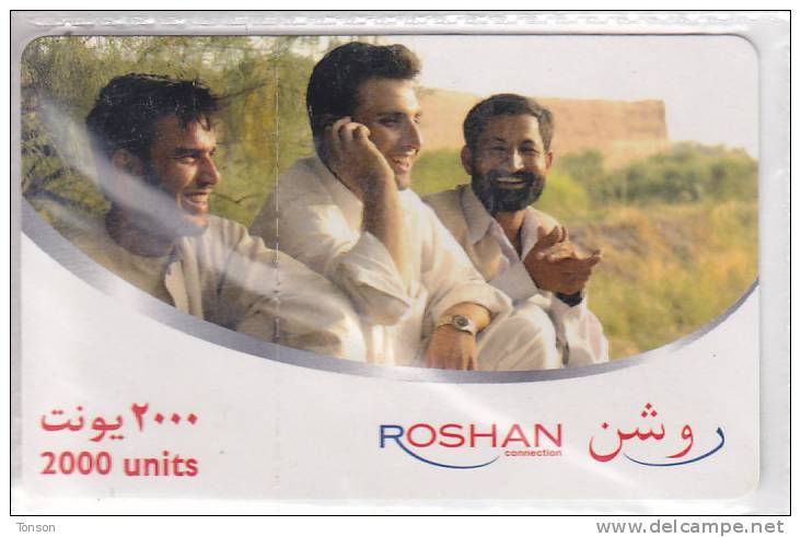 Afghanistan, AFG-RO-1007, 2000 Units, Roshan, 3 Men, Mint In Blister, 2 Scans. - Afghanistan