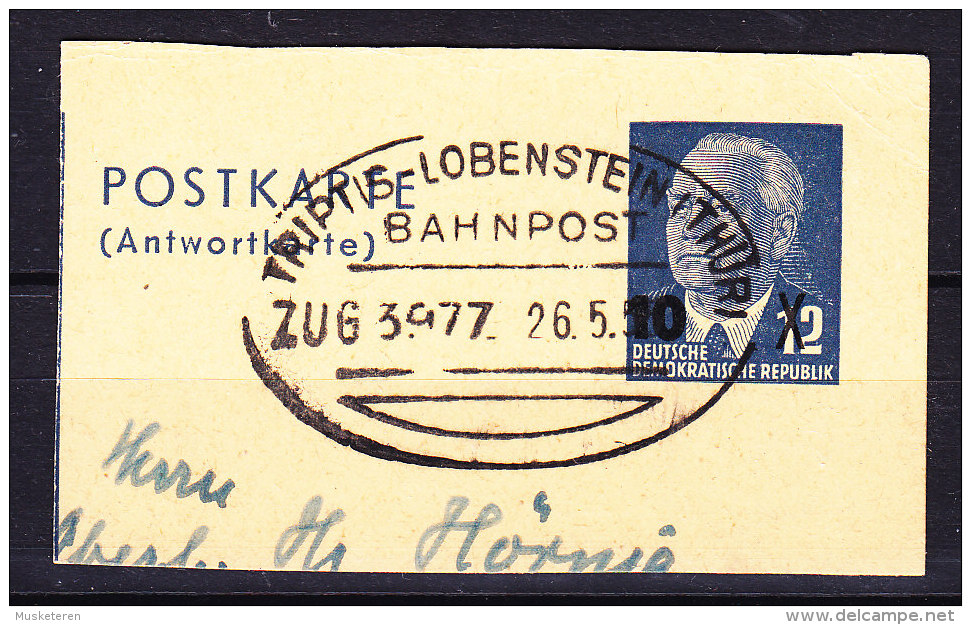 Germany DDR Postal Stationery Ganzsache Antwortteil Fragment 10 Auf 12 Pf. Bahnpost TRIPTIS - LOBENSTEIN (Thür.) 1954? - Other & Unclassified