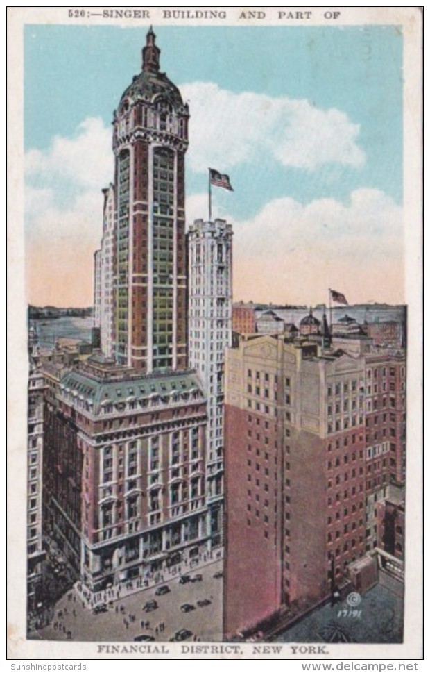 New York City Singer Building And Financial District 1939 - Wall Street