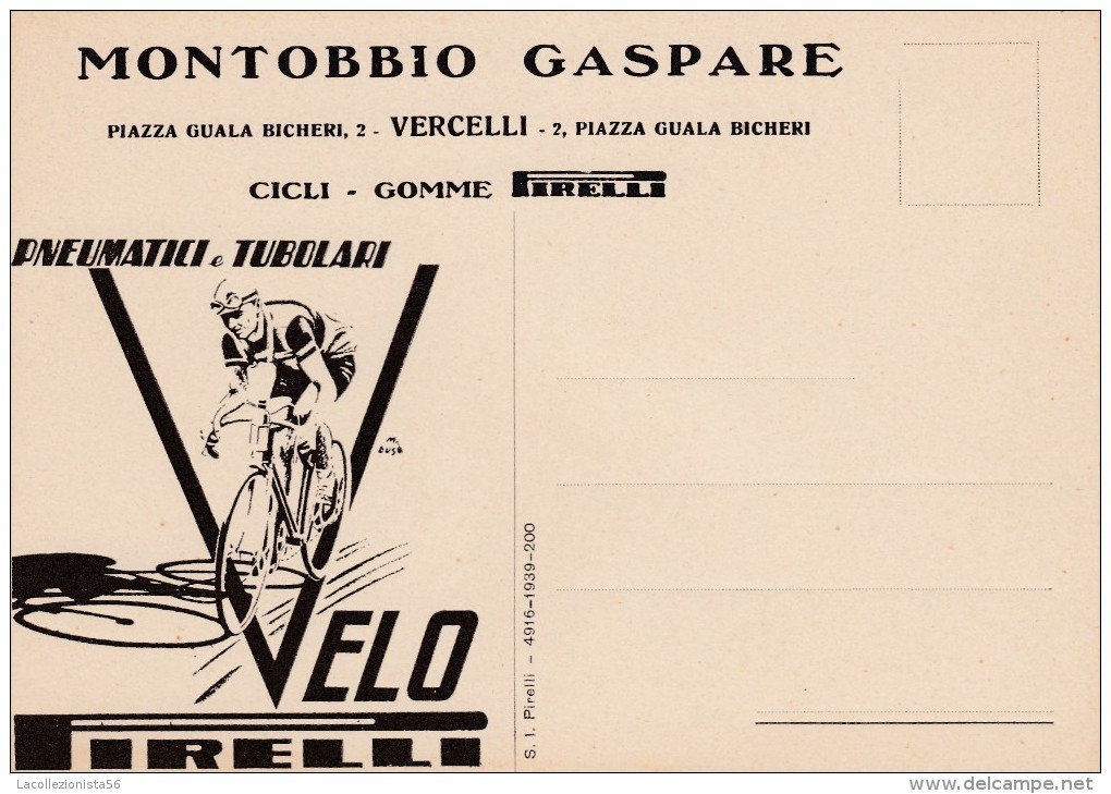 8055-PIRELLI-PNEUMATICI E TUBOLARI "VELO" - DITTA MONTOBBIO GASPARE - VERCELLI-FG - Pubblicitari