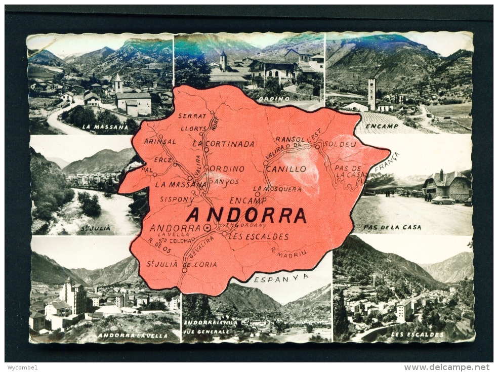 ANDORRA  -  Map And Multi View  Used Postcard As Scans - Andorra