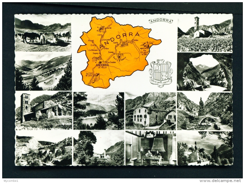 ANDORRA  -  Map And Multi View  Used Postcard As Scans - Andorra