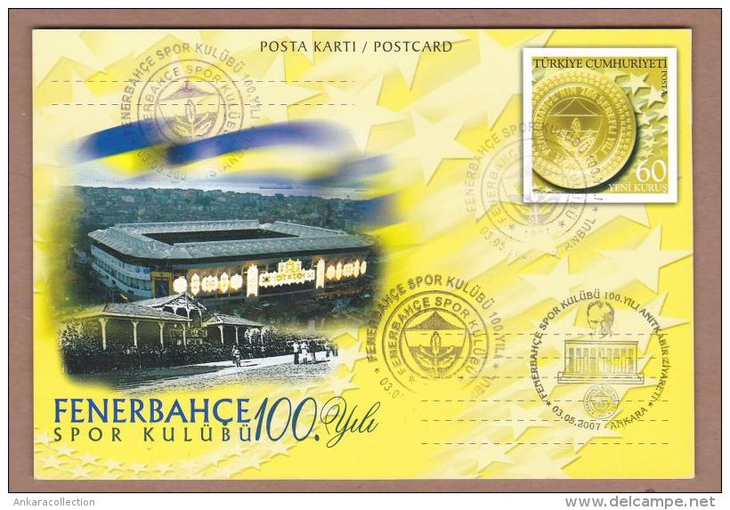 AC - TURKEY POSTAL STATIONARY - 100th ANNIVERSARY OF FENERBAHCE SPORTS CLUB 05 MAY 2007 - Postal Stationery