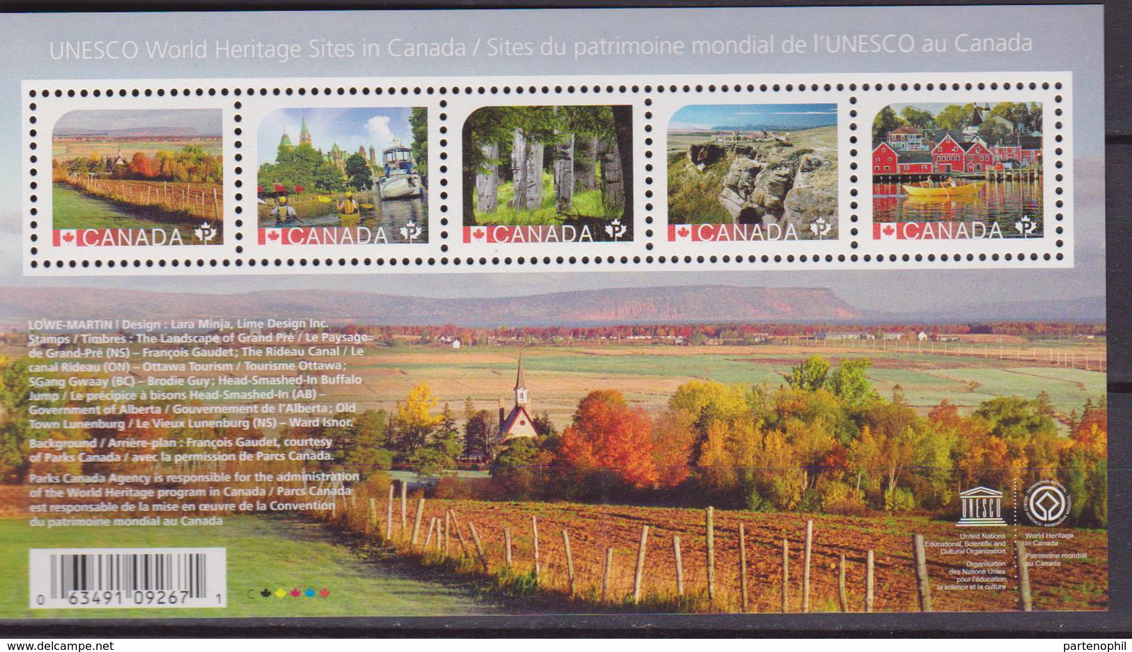 CANADA UNESCO WORLD HERITAGE SITES IN CANADA SHEET MNH - UNESCO