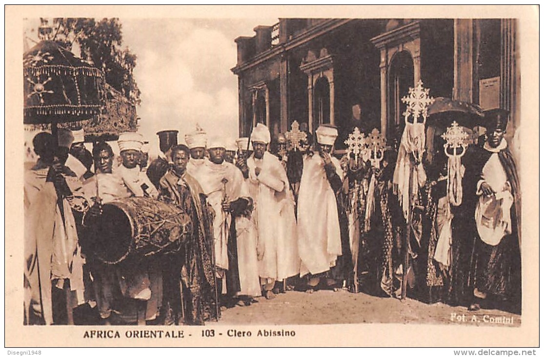 05469 " ETIOPIA - AFRICA ORIENTALE - CLERO ABISSINO" CART. POST. ORIG. NON SPEDITA - Ethiopie