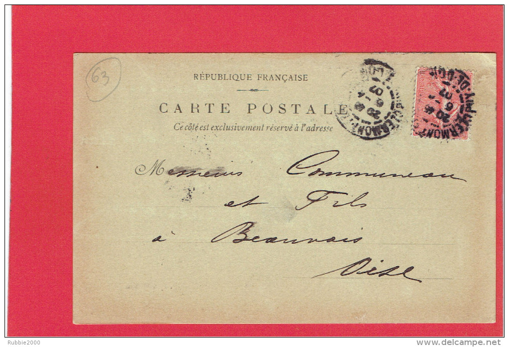 CLERMONT FERRAND 1907 A. CAMUS AMEUBLEMENT A COMMUNEAU A BEAUVAIS OISE CARTE EN BON ETAT - Clermont Ferrand