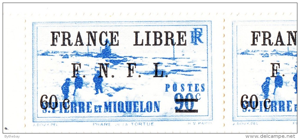 St Pierre Et Miquelon MNH Scott #251 Partial Sheet Of 25 60c On 90c Tortue Lighthouse FRANCE LIBRE F.N.F.L. Overprint - Blocs-feuillets