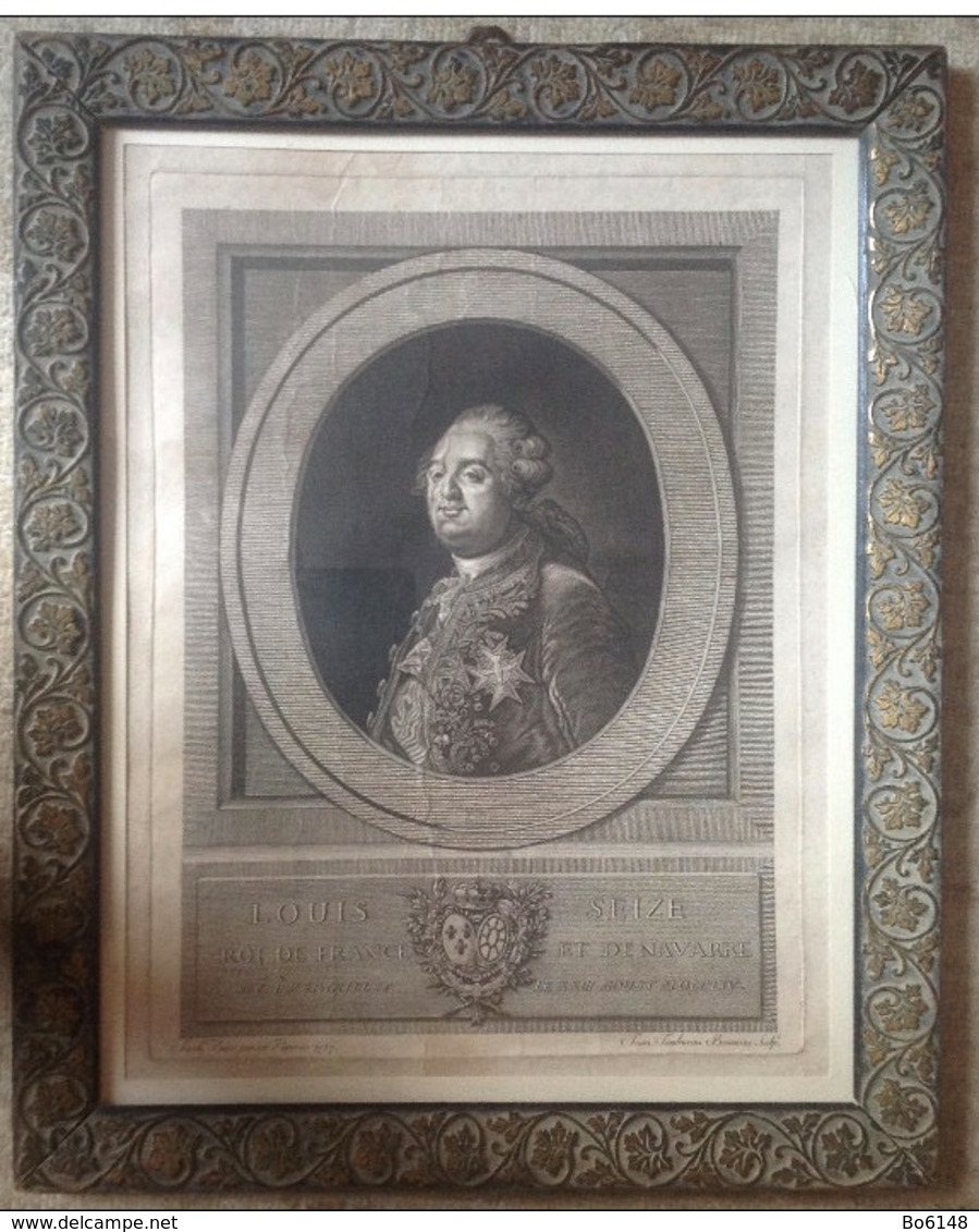 STAMPA 1787 RITRATTO LUIGI XVI - Jacob Boze Pittore , Giov. Tamburini Scultore - Stampe & Incisioni