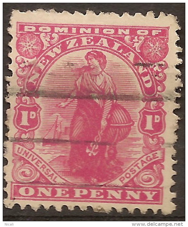 NZ 1909 1d Dominion Art Paper SG 409 U #UD13 - Used Stamps