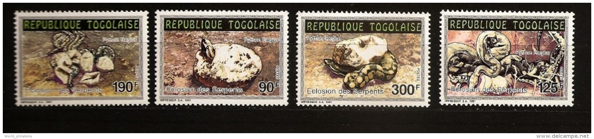 Togo 1992 N° 1317 / 20 ** Animaux, Oeufs, Eclosion, Serpent, Python Regius, Cléopâtre, Python Royal, Constricteur - Togo (1960-...)