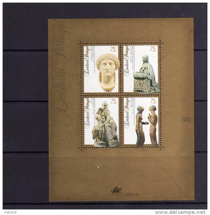 PORTOGALLO PORTUGAL 1993 MUSEO SCULTURE PORTOGHESI MUSEUM PORTUGUESE SCULPTURES MNH FOGLIETTO BLOCK SHEET BLOCO - Blocks & Kleinbögen