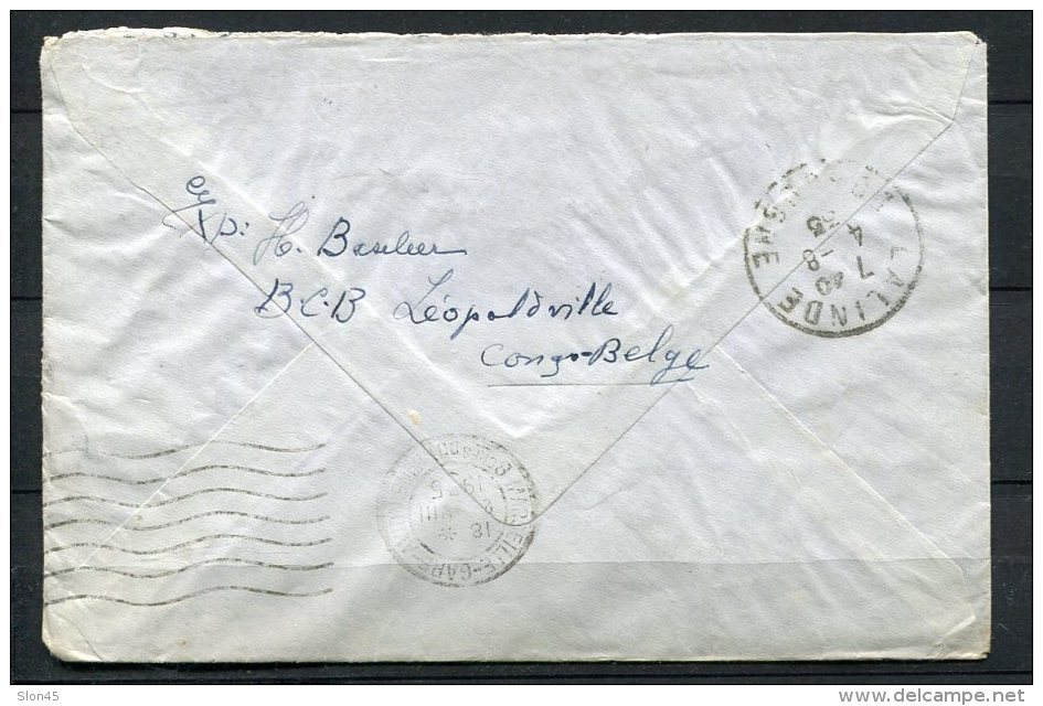 Belgian Congo 1935 - Air Mail Cover Leopoldville To Lalinde France - Covers & Documents