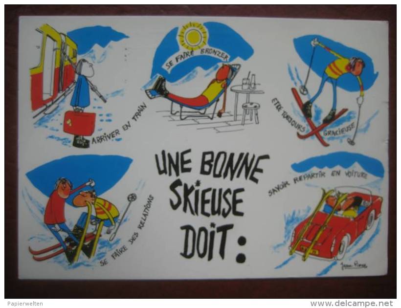 (Crans-Montana (VS)) - Humorkarte "une Bonne Skieuse Doit" Design De Jean-Pierre - Crans-Montana