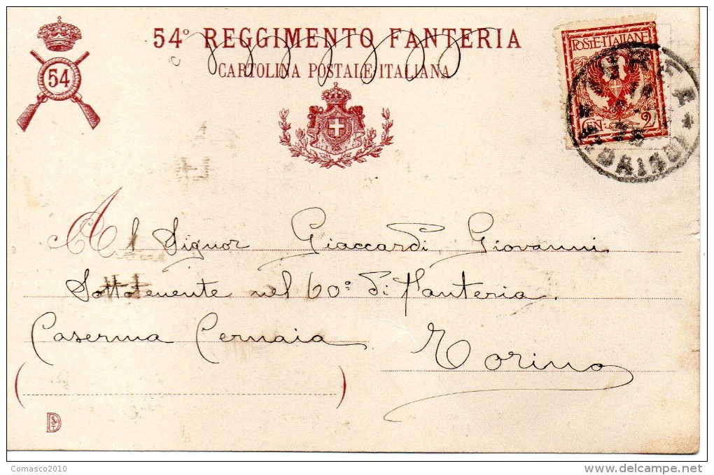 CARTOLINA DI  54° FANTERIA 16 APRILE 1904 43° ANNIVERSARIO COMMEMORATIVO VIAGGIATA 1904 - Inwijdingen