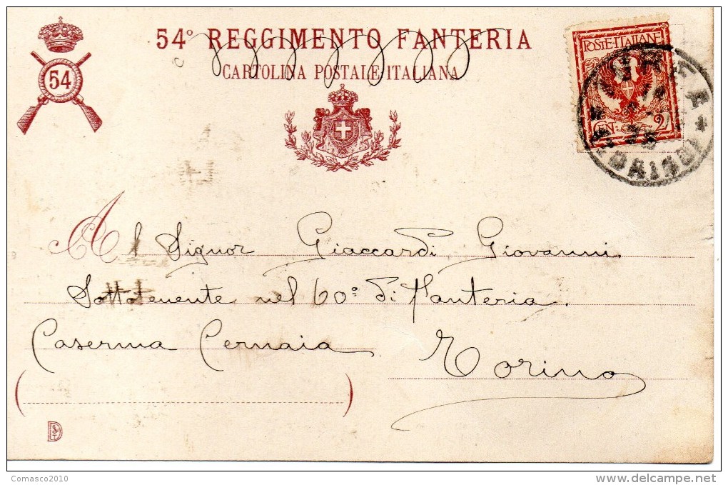 CARTOLINA DI  54° FANTERIA 16 APRILE 1904 43° ANNIVERSARIO COMMEMORATIVO VIAGGIATA 1904 - Inaugurazioni