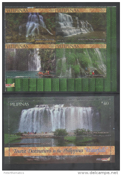 PHILIPPINES, 2014,WATERFALLS, FALLS , TOURIST ATTRACTIONS OF THE PHILIPPINES,  4v + S/SHEET ,MNH - Other & Unclassified