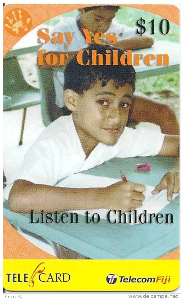 CARTE PREPAYEE-FIDJI-10$-LISTEN TO CHILDREN-31/03/2003-TBE-RARE - Fidji