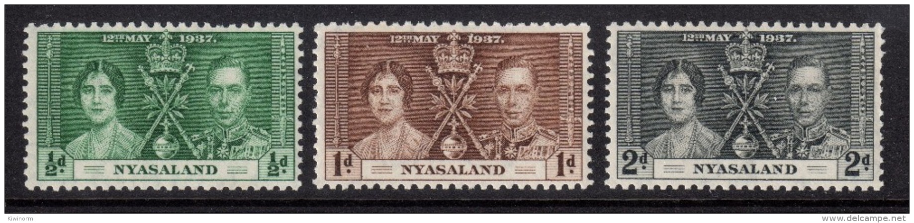NYASALAND 1937 Coronation Omnibus Set - Mint Hinged - MH * - 5B802 - Nyasaland (1907-1953)