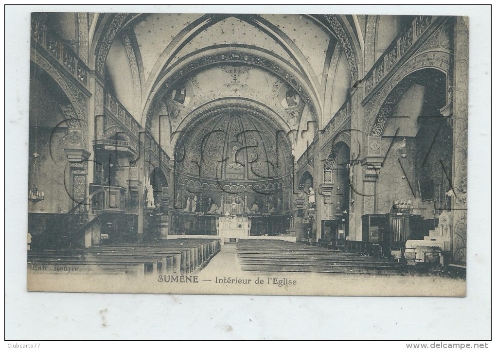 Sumène (30) : L´intérieur De L'église Env 1920 (aPF. - Sumène