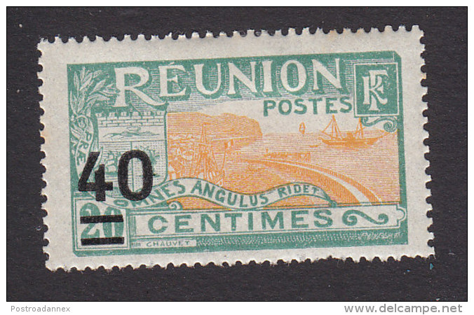 Reunion, Scott #108, Mint Hinged, Coat Of Arms And View Of St Denis Surcharged, Issued 1922 - Neufs