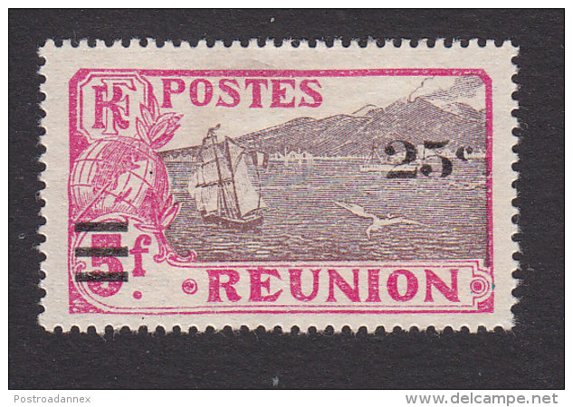 Reunion, Scott #116, Mint No Gum, View Of St Pierre Surcharged, Issued 1924 - Unused Stamps